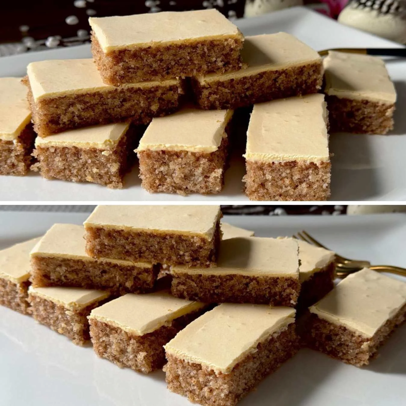 Kousky dortu s krémem nahoře