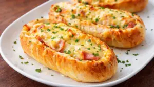 Zapečené rohlíky se sýrem a šunko