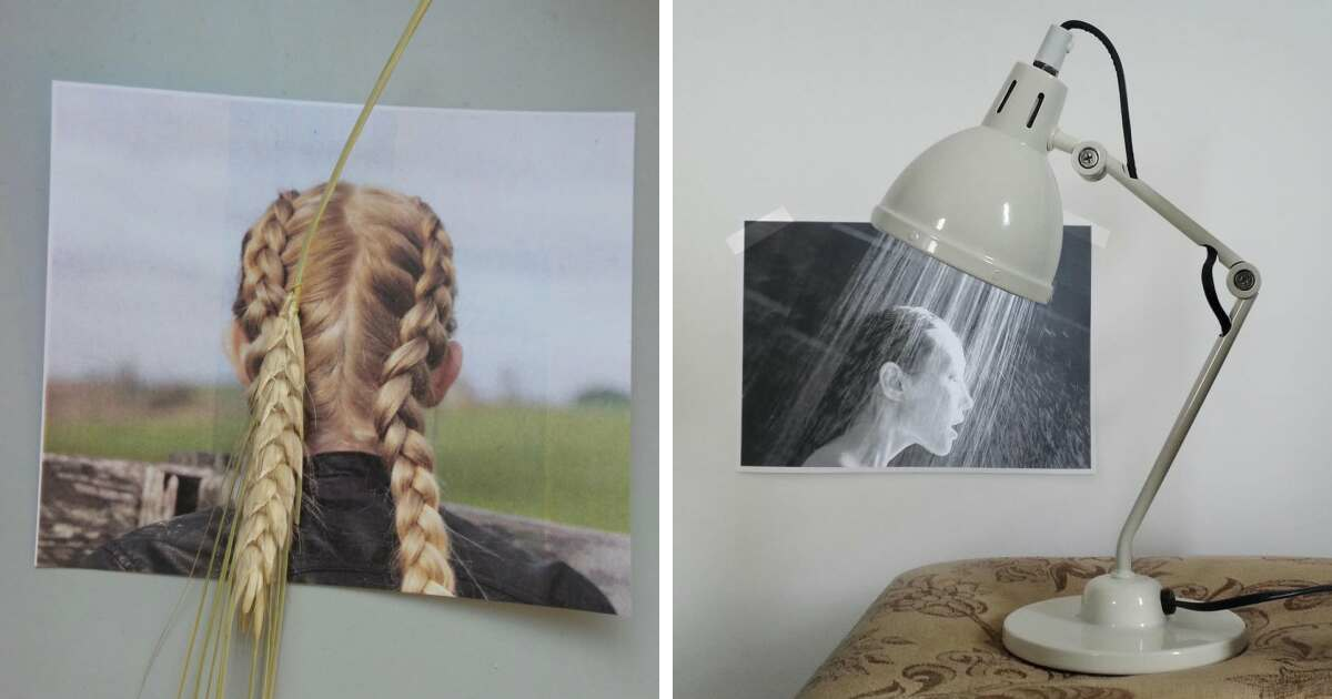 Optická iluze od Dudiho Ben Simona kombinující běžný předmět s fotografií