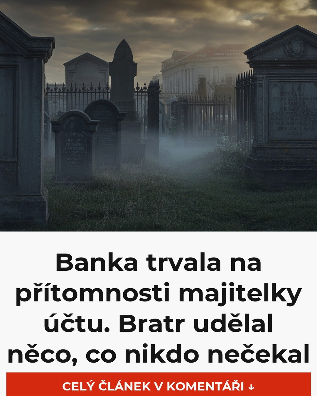 Banka trvala na přítomnosti majitelky účtu. Bratr udělal něco, co nikdo nečekal