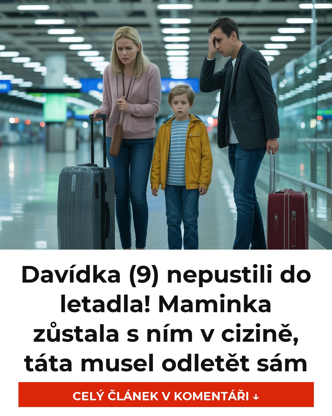Davídka (9) nepustili do letadla! Maminka zůstala s ním v cizině, táta musel odletět sám