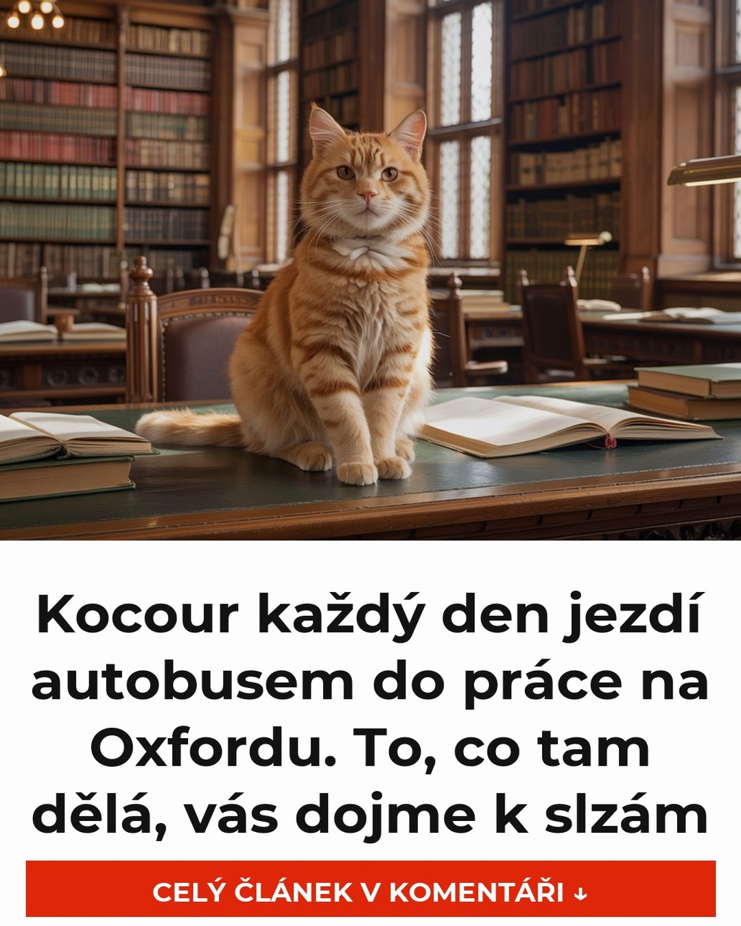 Kocour každý den jezdí autobusem do práce na Oxfordu. To, co tam dělá, vás dojme k slzám