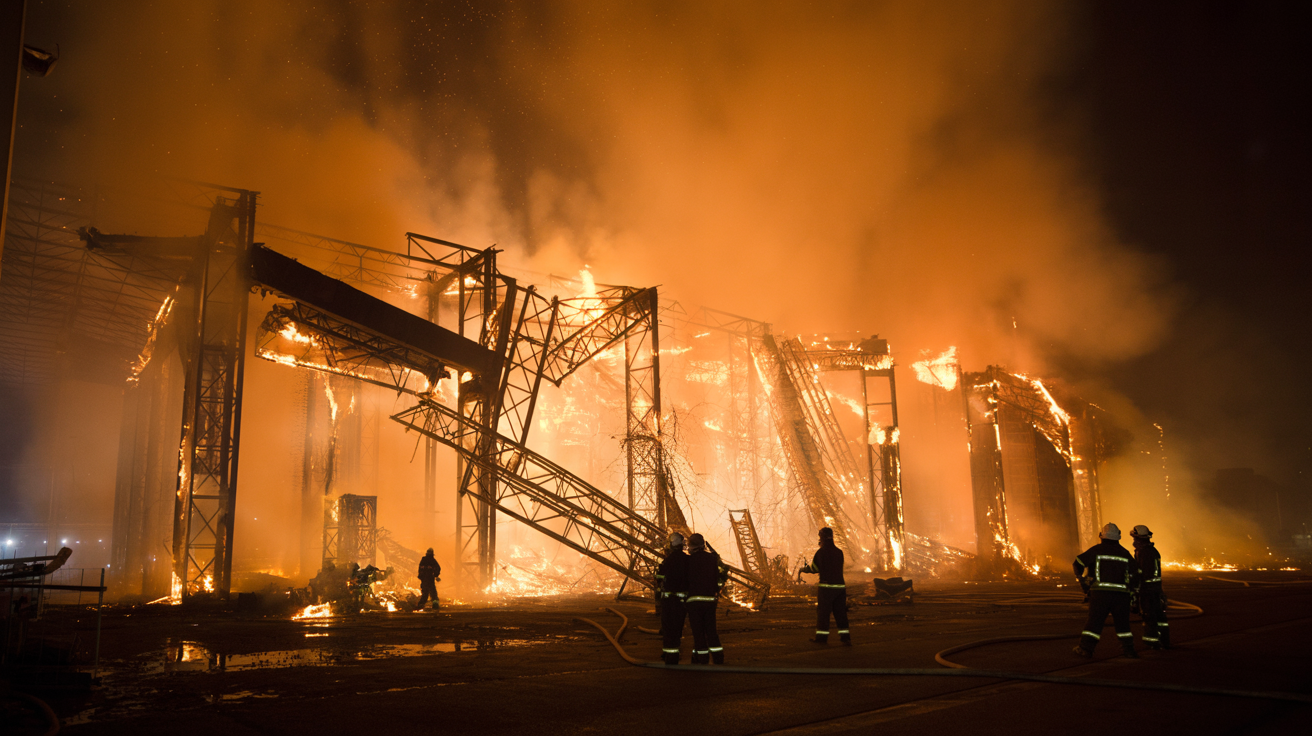 Obří požár na Semilsku: hala se zřítila, škody přes 300 milionů