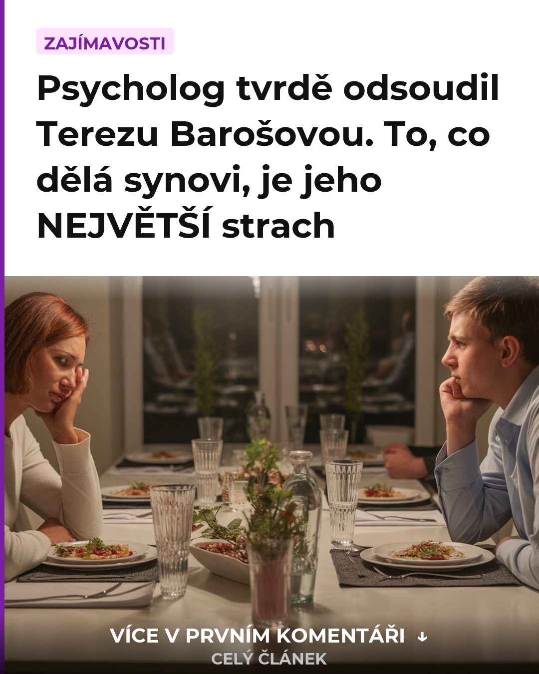 Psycholog tvrdě odsoudil Terezu Barošovou. To, co dělá synovi, je jeho NEJVĚTŠÍ strach