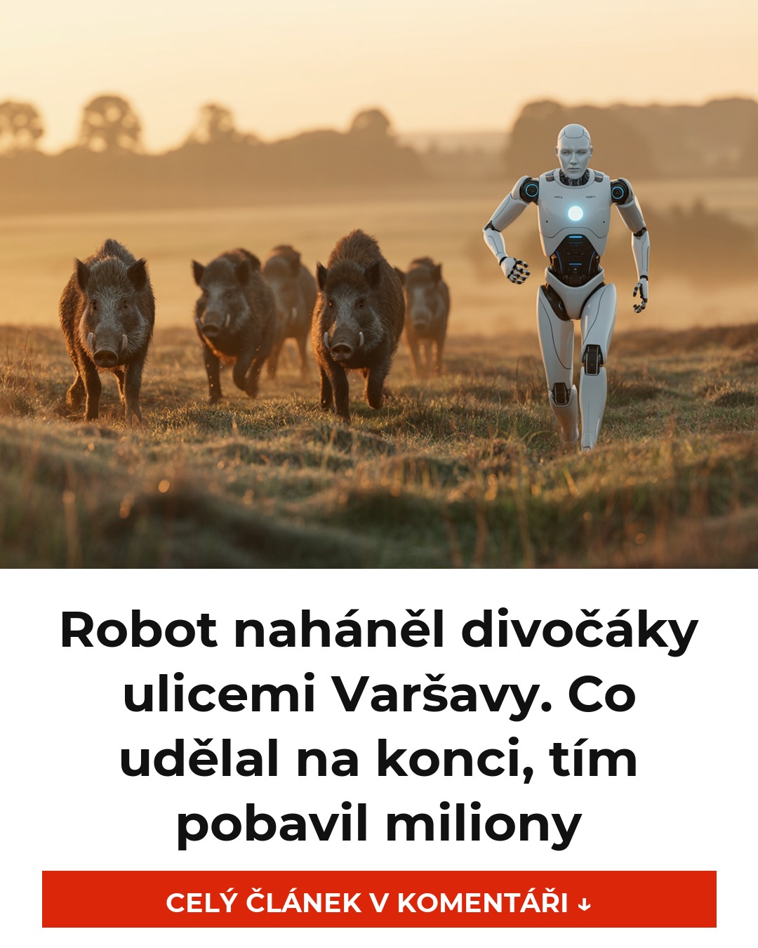 Robot naháněl divočáky ulicemi Varšavy. Co udělal na konci, tím pobavil miliony