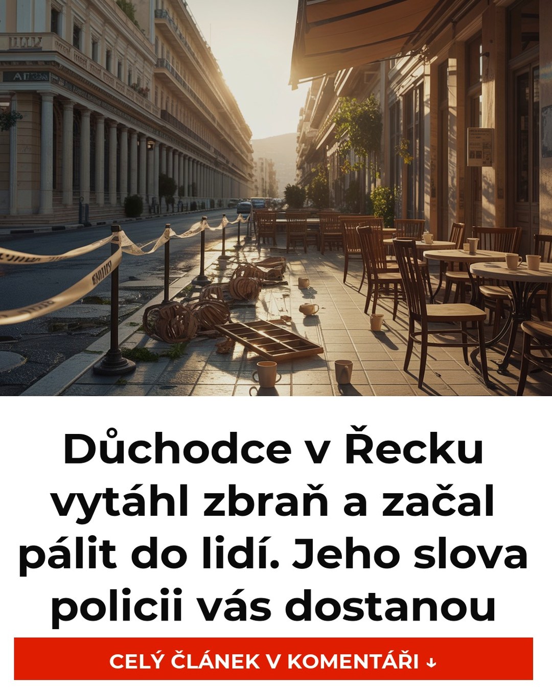 Důchodce v Řecku vytáhl zbraň a začal pálit do lidí. Jeho slova policii vás dostanou