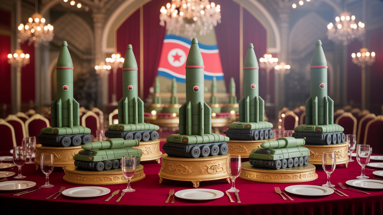 Severokorejské dorty ve tvaru raket a tanků: bizarní cukrářství