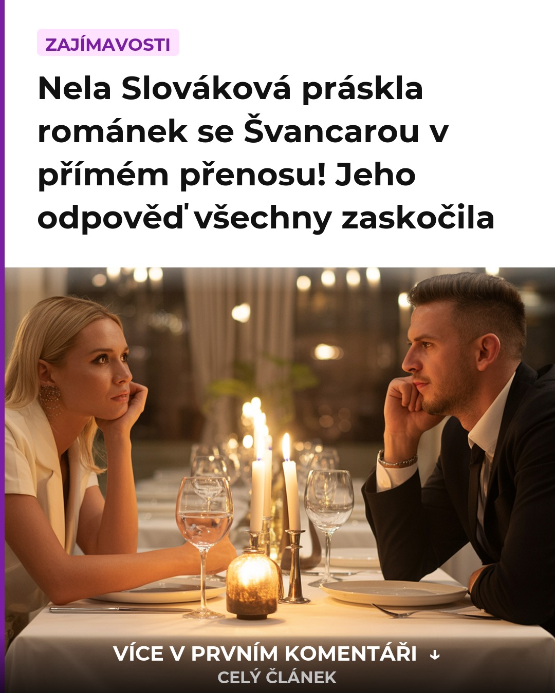 Nela Slováková práskla románek se Švancarou v přímém přenosu! Jeho odpověď všechny zaskočila