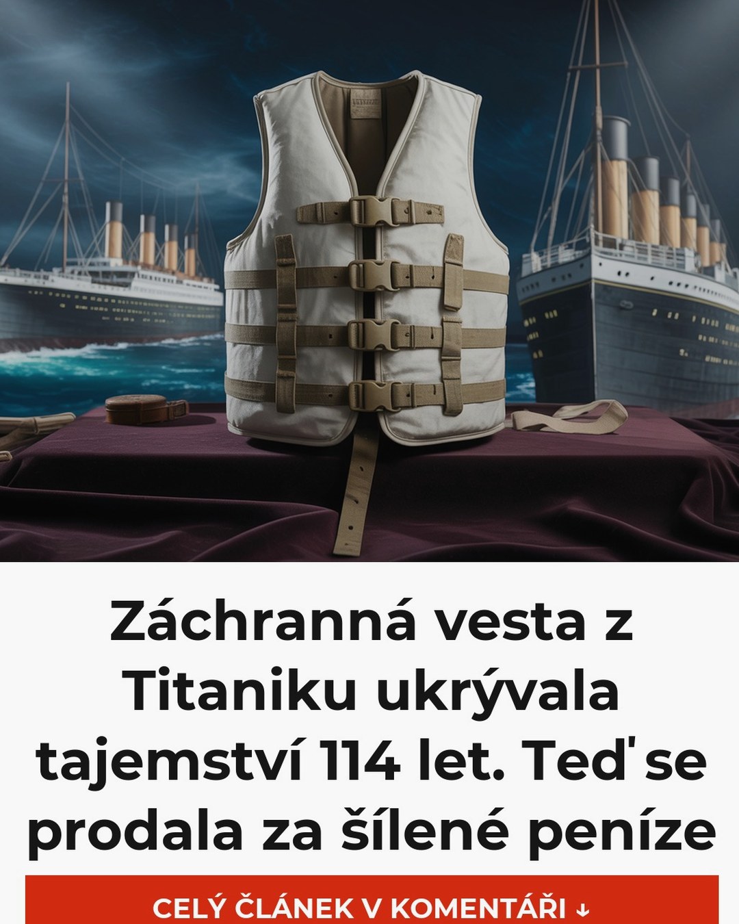 Záchranná vesta z Titaniku ukrývala tajemství 114 let. Teď se prodala za šílené peníze