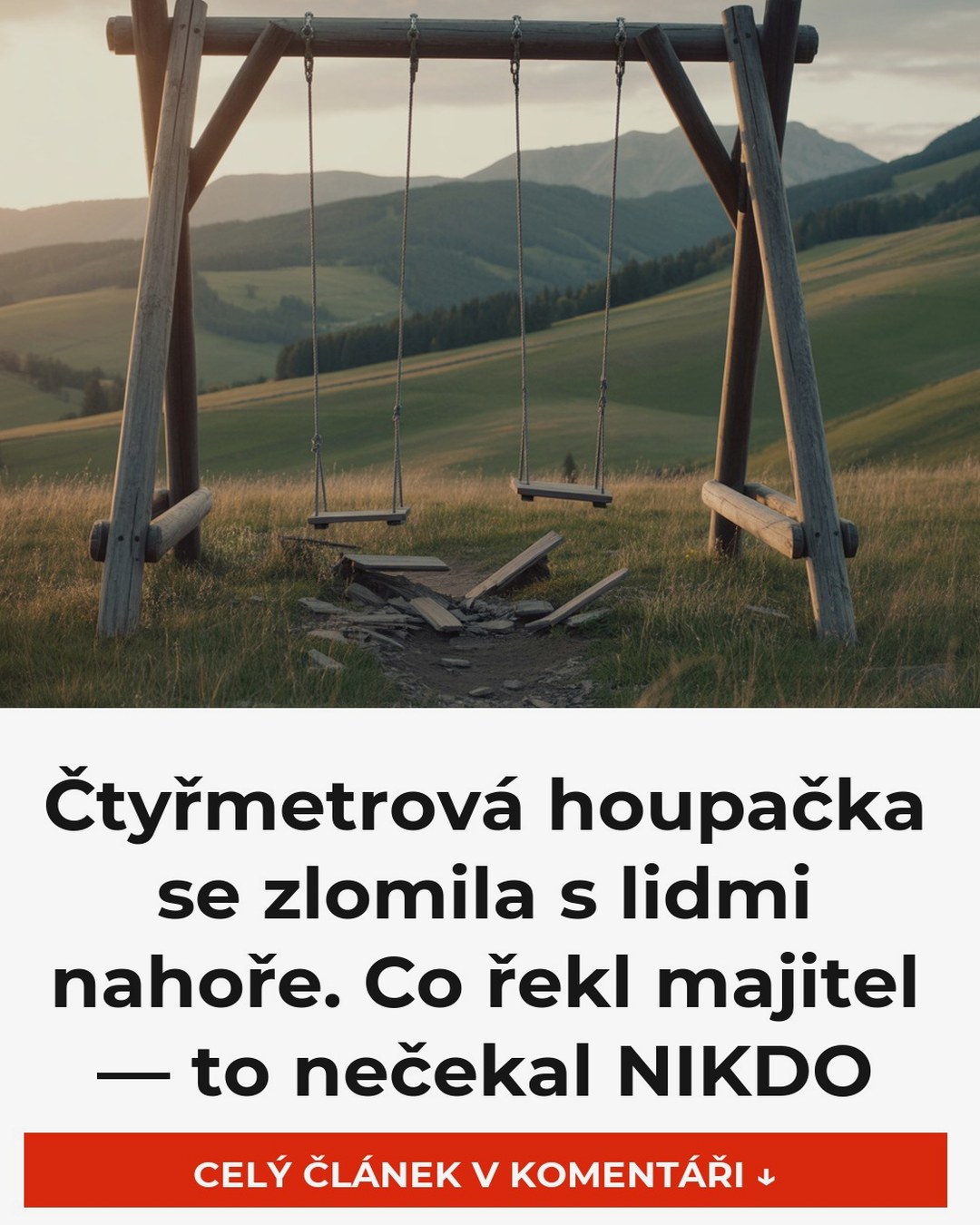 Čtyřmetrová houpačka se zlomila s lidmi nahoře. Co řekl majitel — to nečekal NIKDO