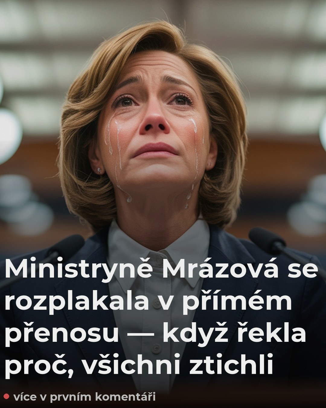 Ministryně Mrázová se rozplakala v přímém přenosu — když řekla proč, všichni ztichli