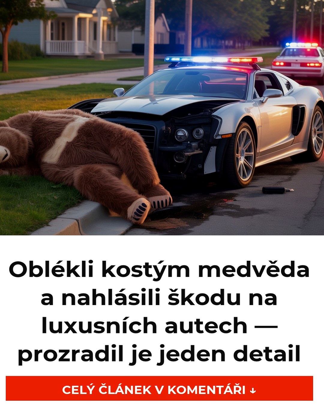 Oblékli kostým medvěda a nahlásili škodu na luxusních autech — prozradil je jeden detail