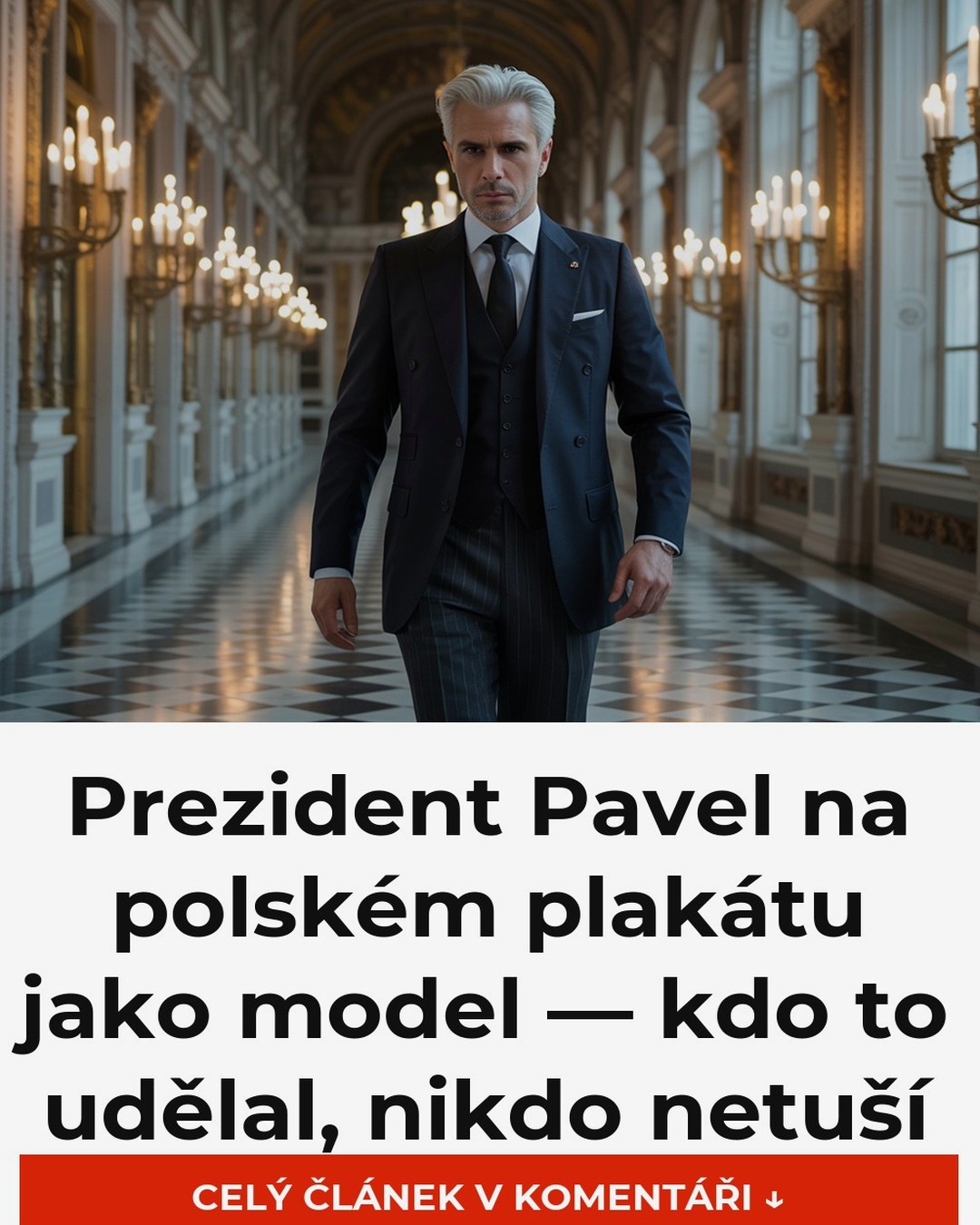Prezident Pavel na polském plakátu jako model — kdo to udělal, nikdo netuší