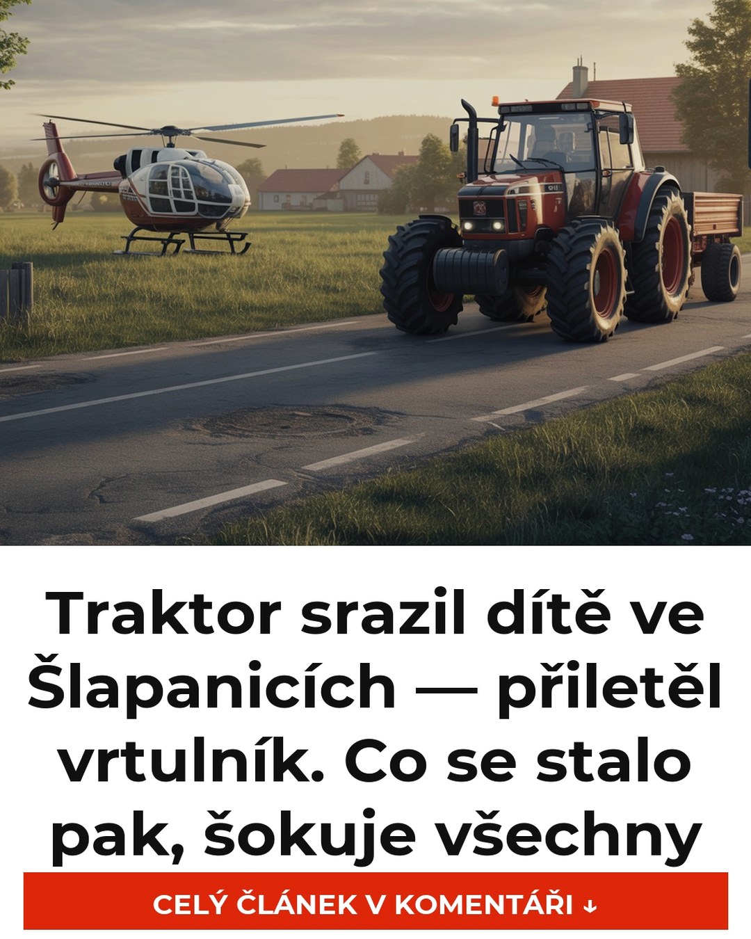 Traktor srazil dítě ve Šlapanicích — přiletěl vrtulník. Co se stalo pak, šokuje všechny