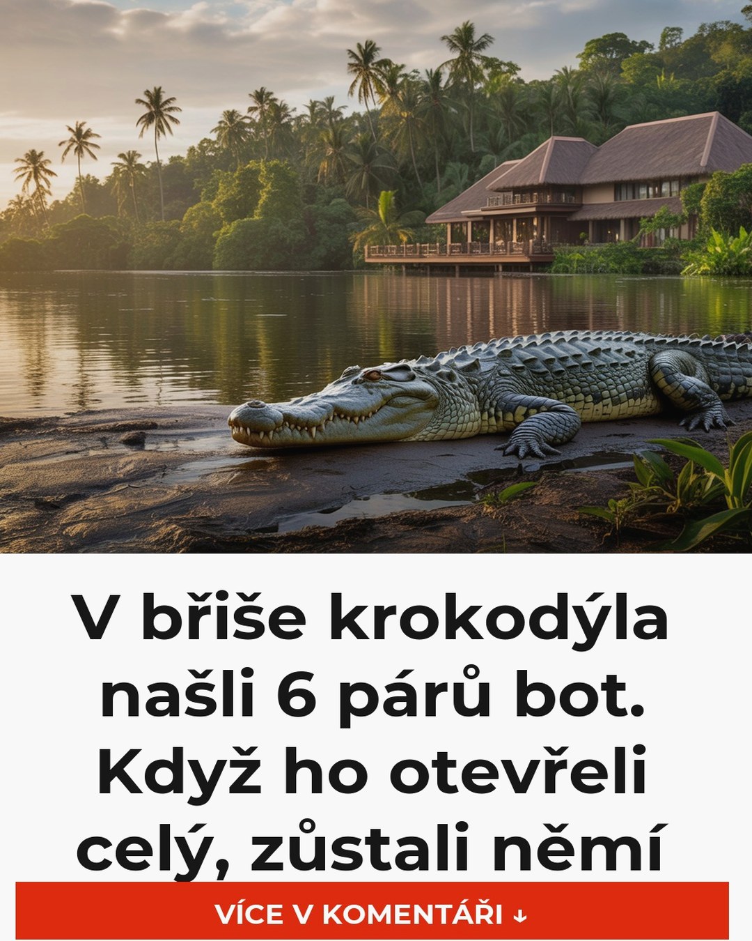 V břiše krokodýla našli 6 párů bot. Když ho otevřeli celý, zůstali němí