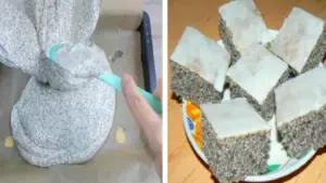 Tvarohovo-makový koláč s citronovou polevou – jemný a šťavnatý