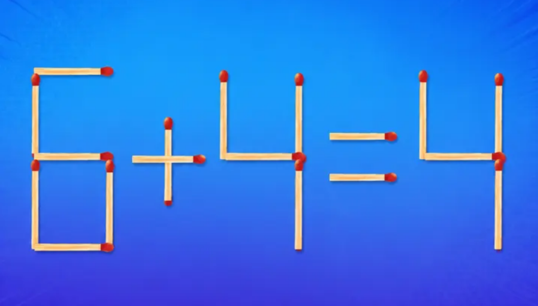 Zápalková hádanka: Přesuňte jen jednu sirku a opravte rovnici 6 + 4 = 4